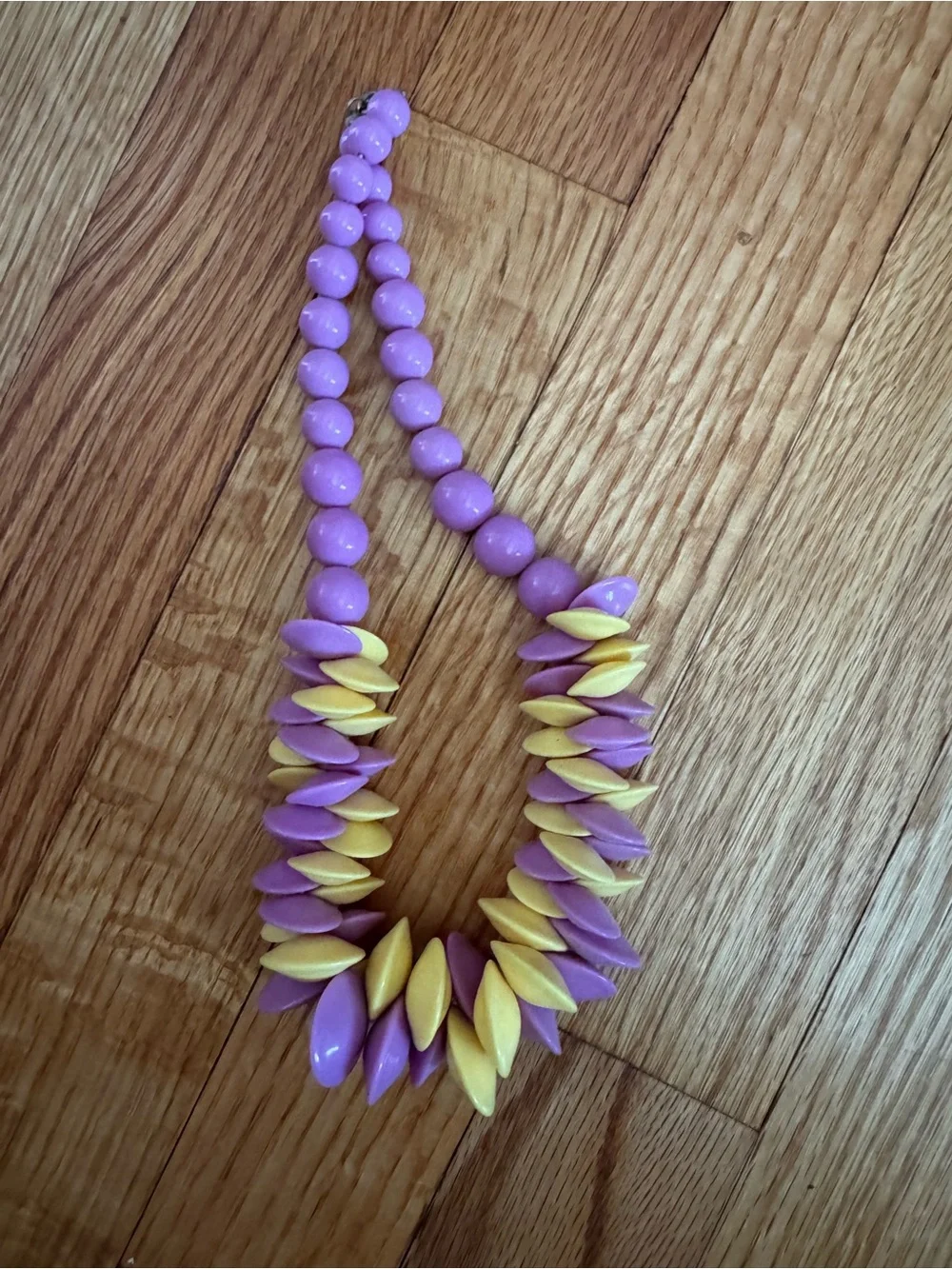 Vintage Lavender and Lemon Bead Statement Necklace